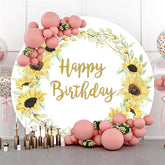Sonnenblume Und Blätter Glücklich Geburtstag Kreis Hintergrund